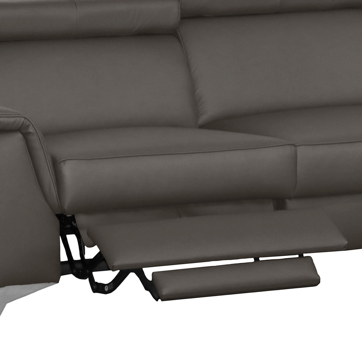 ECKSOFA Dunkelbraun Echtleder Lederlook  - Chromfarben/Dunkelbraun, Design, Leder/Textil (257/197cm) - Livetastic