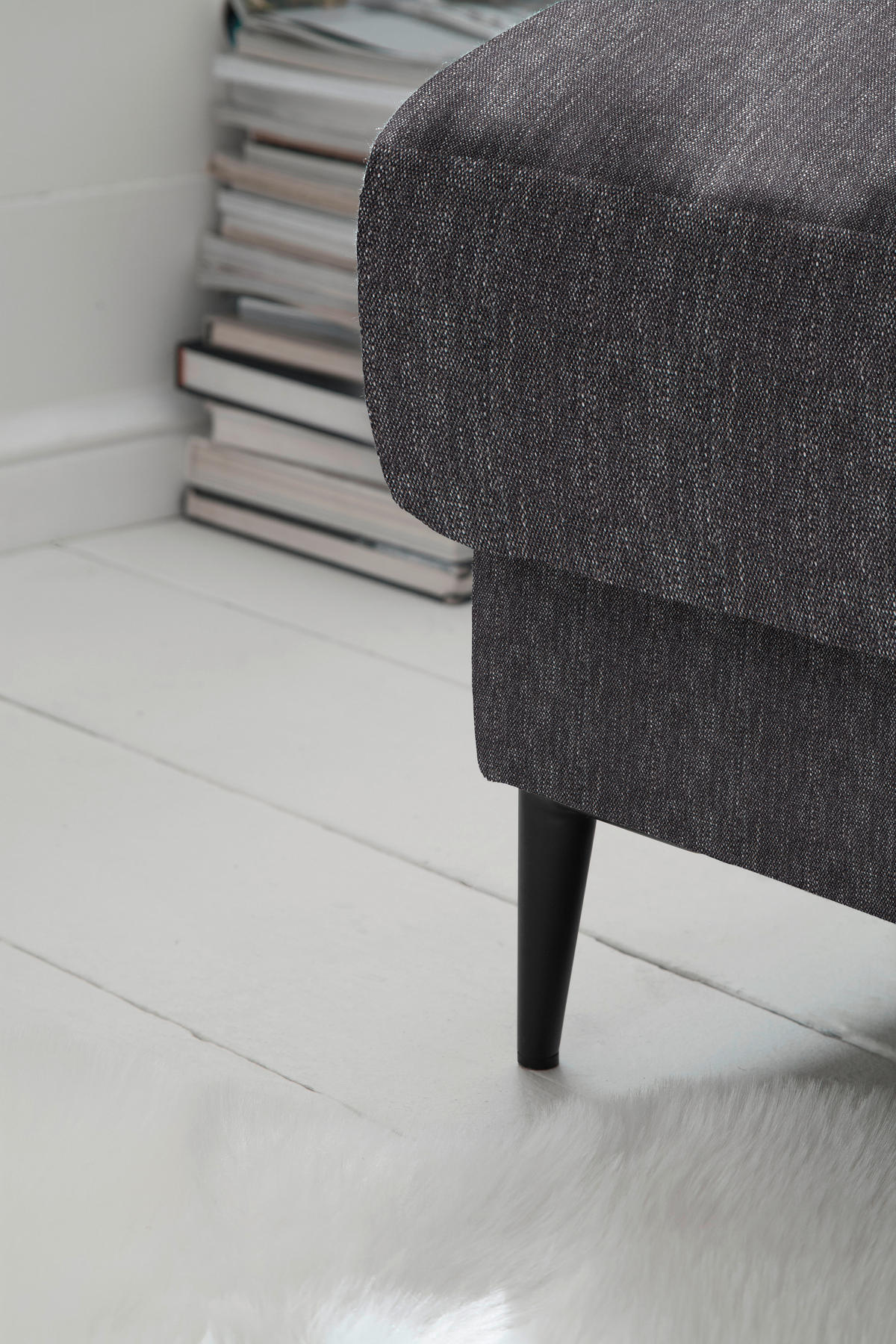 ECKSOFA in Flachgewebe Grau  - Schwarz/Grau, Design, Textil/Metall (207/296cm) - Dieter Knoll