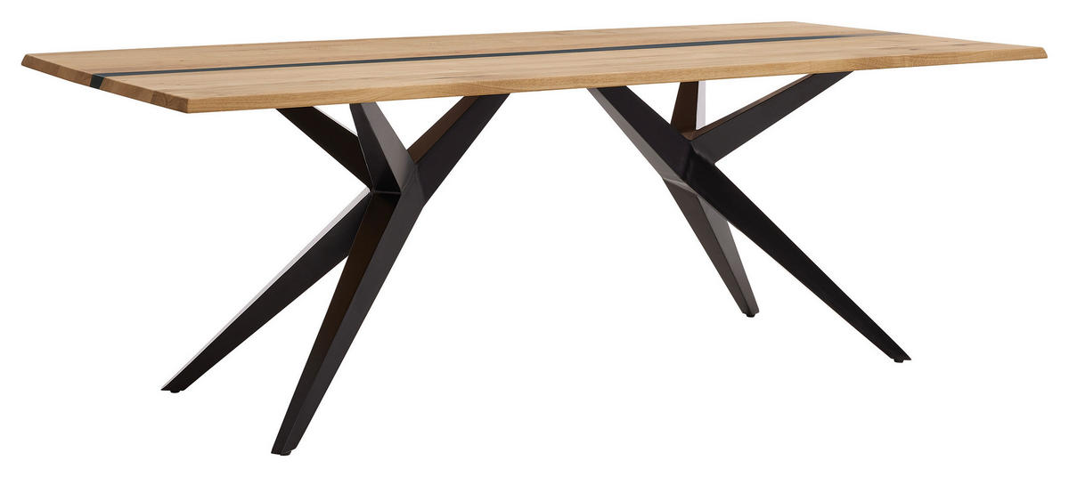 ESSTISCH Eiche massiv rechteckig Eichefarben  - Eichefarben/Schwarz, Design, Holz/Metall (200/100/76cm) - Musterring
