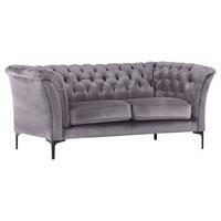 CHESTERFIELD-MEGASOFA Hellgrau Flachgewebe  - Hellgrau/Schwarz, LIFESTYLE, Textil/Metall (195/80/100cm) - Landscape