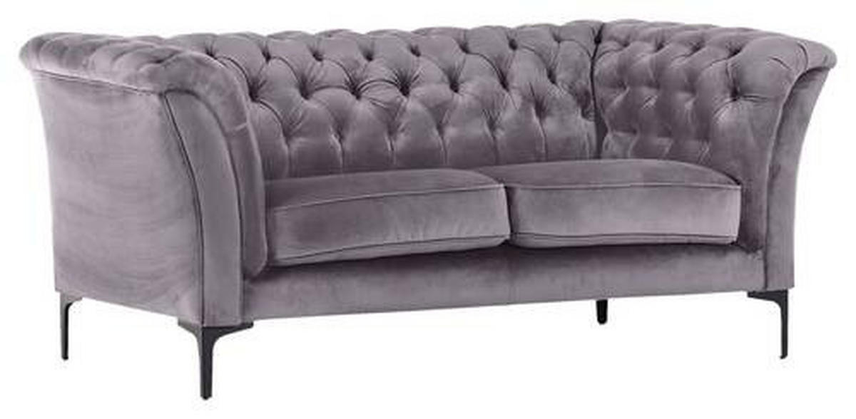 CHESTERFIELD-MEGASOFA Hellgrau Flachgewebe  - Hellgrau/Schwarz, LIFESTYLE, Textil/Metall (195/80/100cm) - Landscape