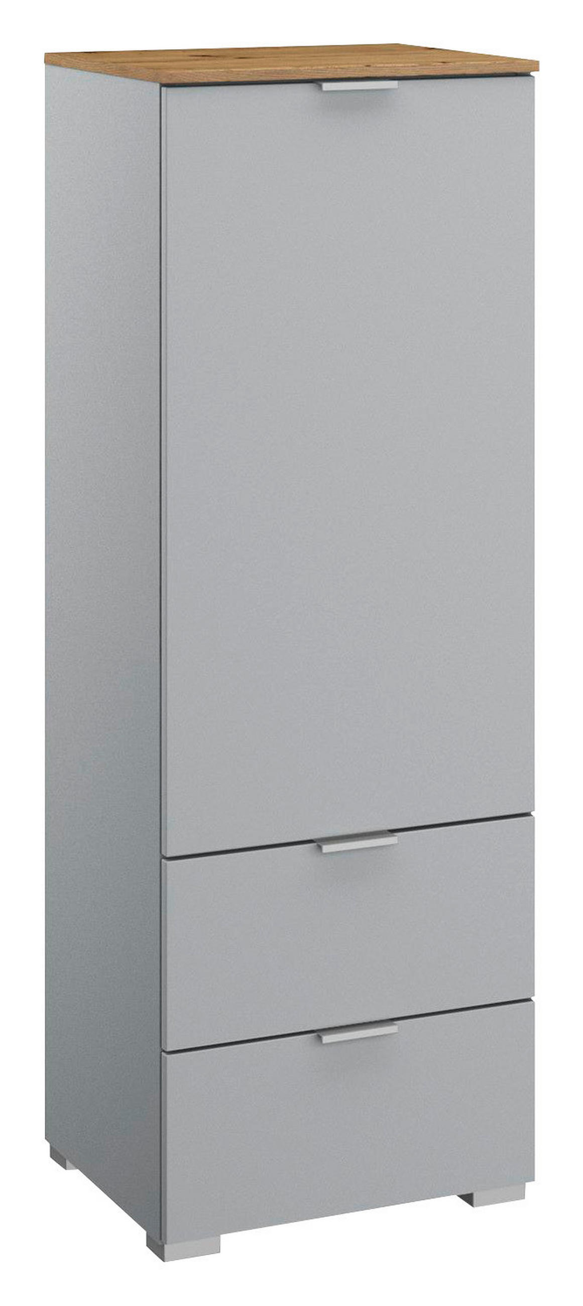 KOMMODE 40/119/42 cm  in Grau, Eichefarben  - Eichefarben/Alufarben, Trend, Holzwerkstoff/Kunststoff (40/119/42cm) - Stylife