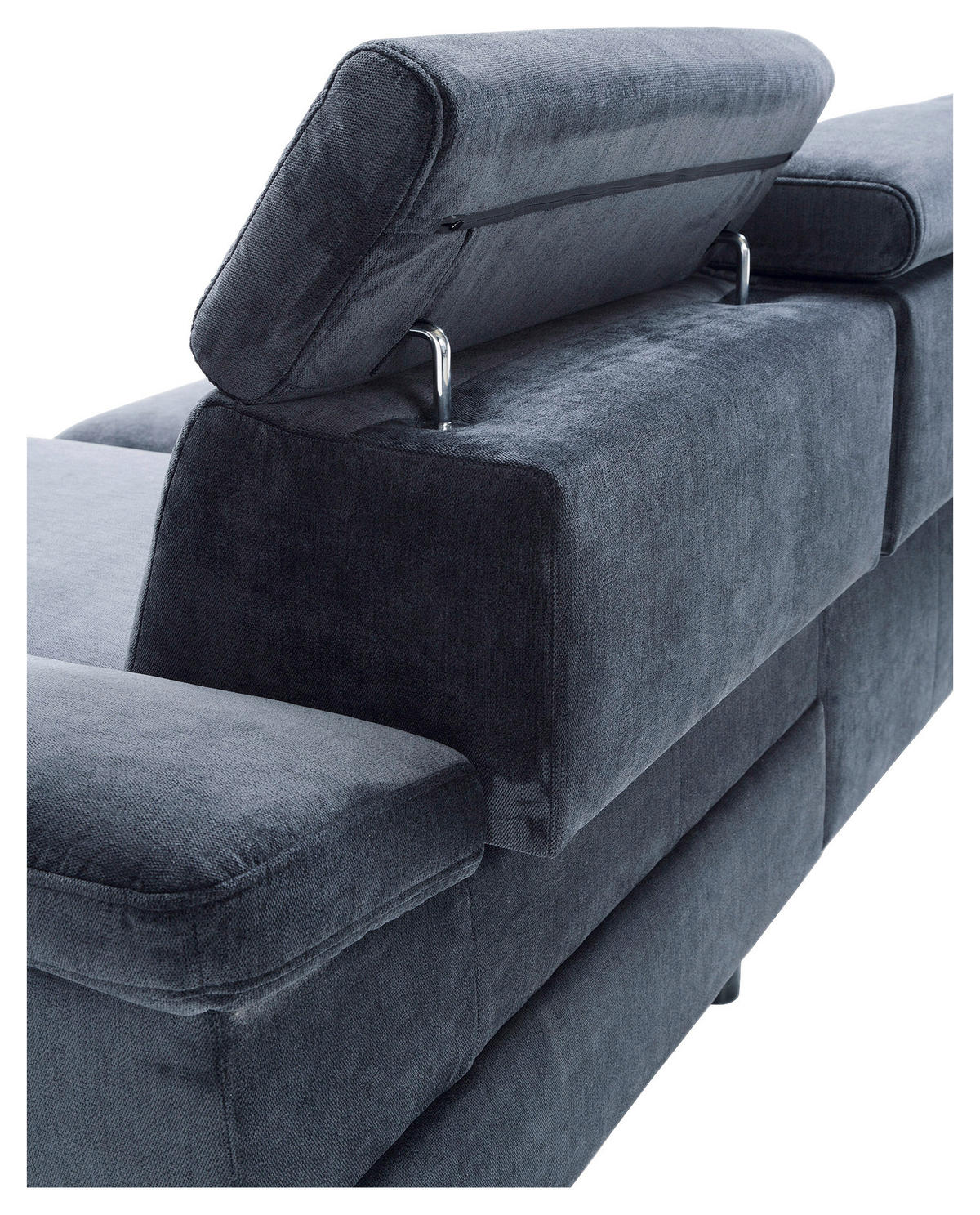 ECKSOFA RIMA Dunkelblau Velours  - Silberfarben/Dunkelblau, MODERN, Textil/Metall (262/182cm) - Trendmanufaktur