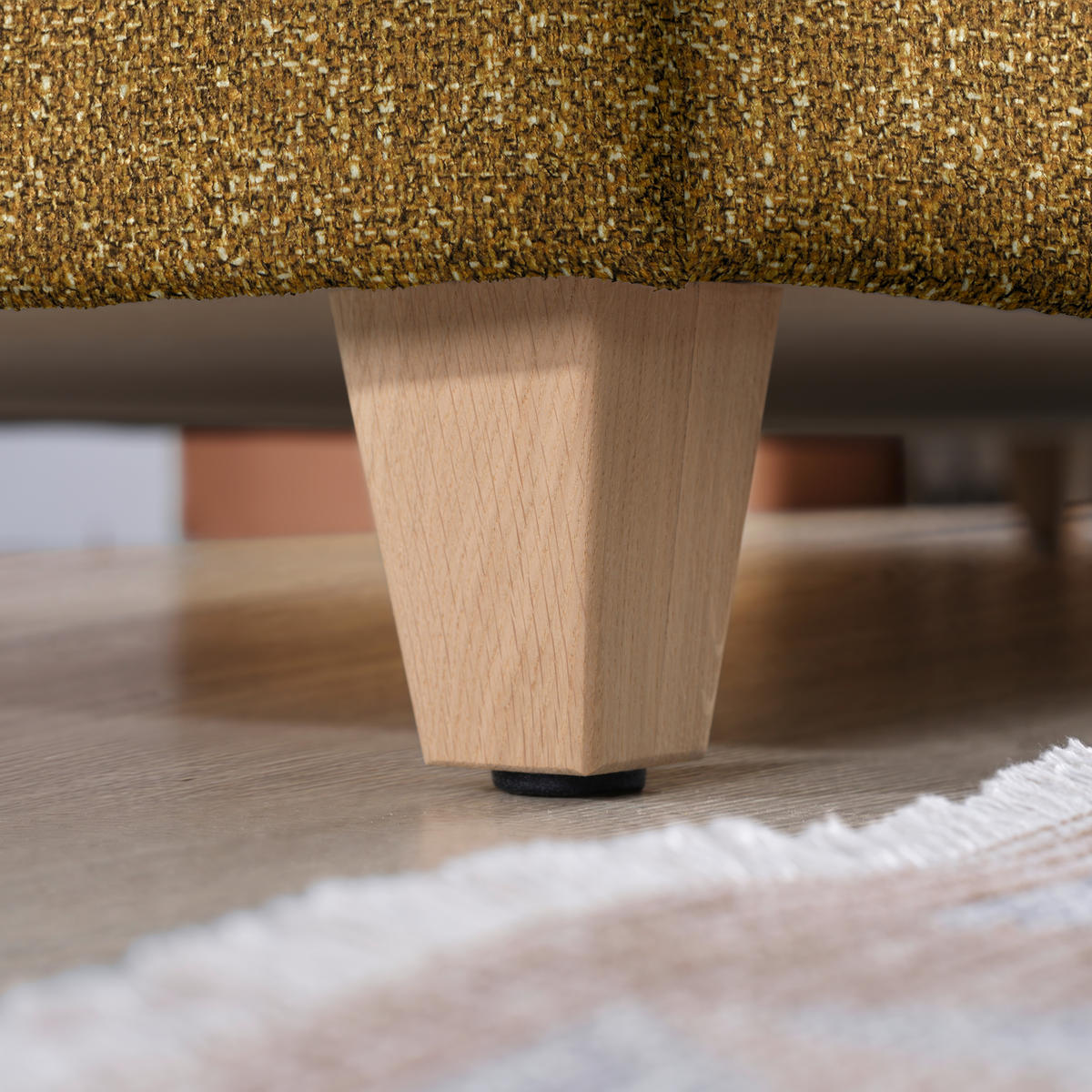 ECKSOFA  in Mikrovelours Senfgelb  203/261 cm  - Eichefarben/Senfgelb, KONVENTIONELL, Holz/Textil (203/261cm) - Sedda