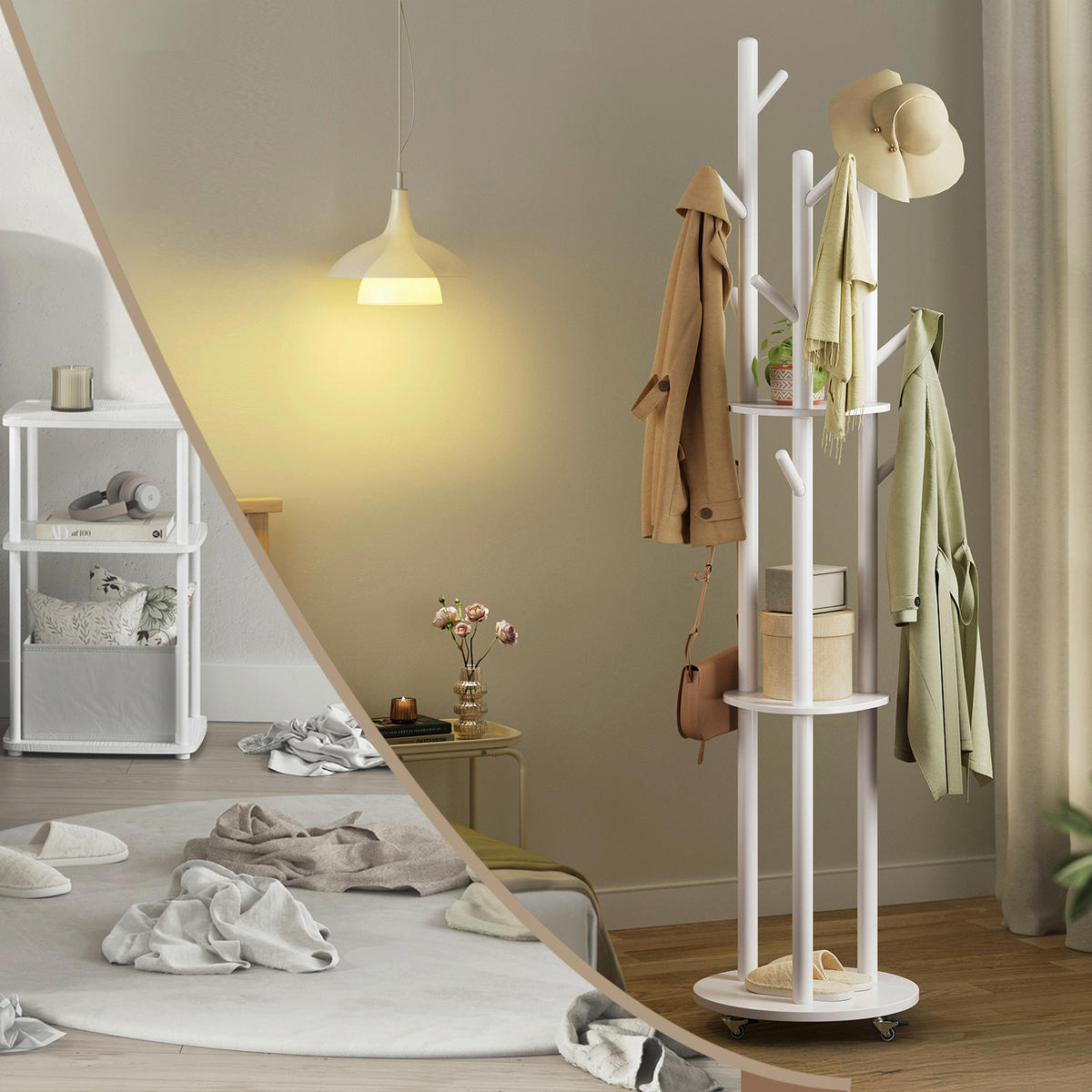 KLEIDERSTÄNDER in Weiß 40/175/40 cm   - Weiß, Trend, Holz/Holzwerkstoff (40/175/40cm) - Boxxx