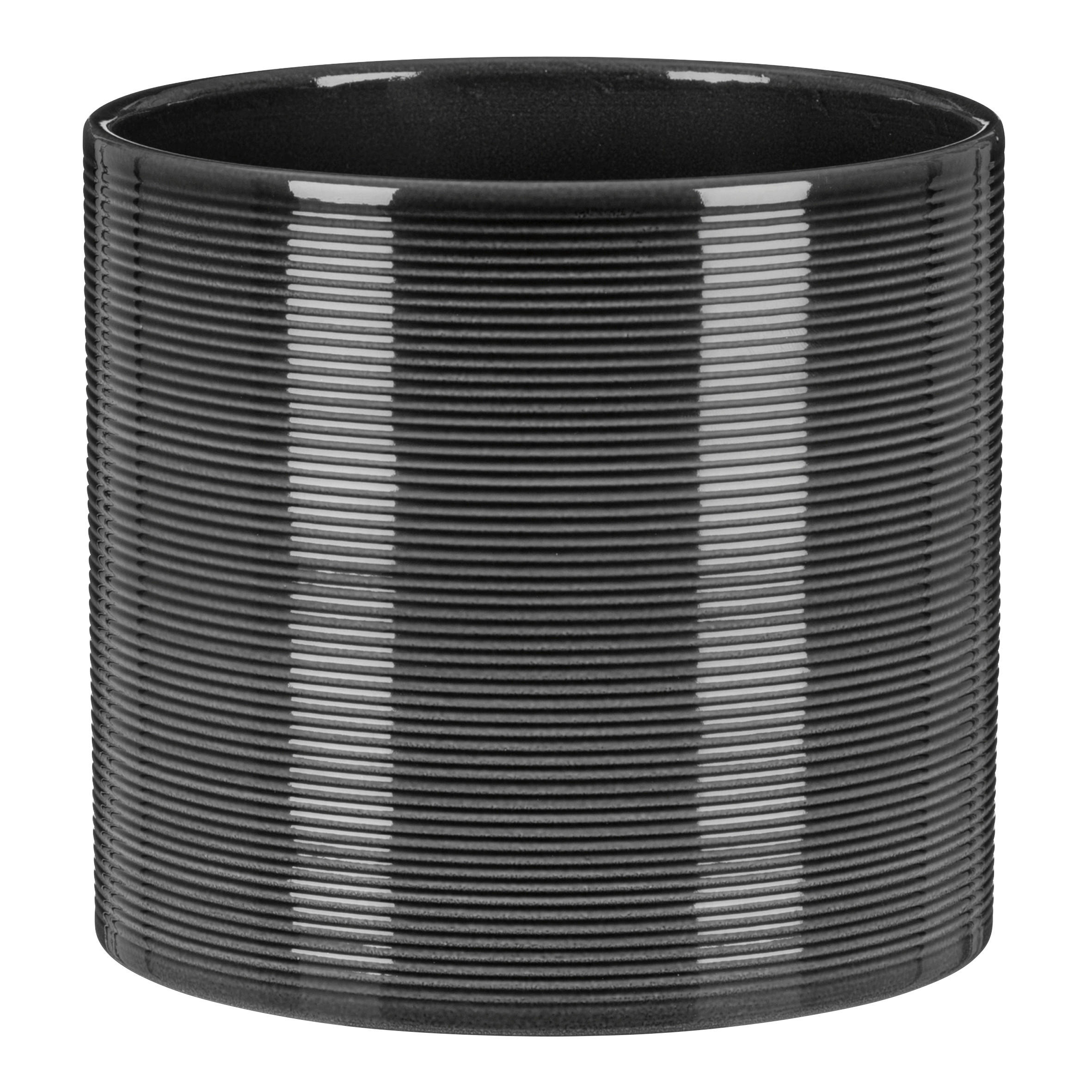BLUMENTOPF  - Dunkelgrau, Basics, Keramik (23/23/21cm)