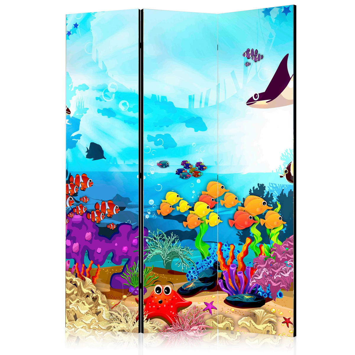PARAVENT mit 3  Flügel - Multicolor, Basics, Holz/Textil (135/172/3cm) - artgeist