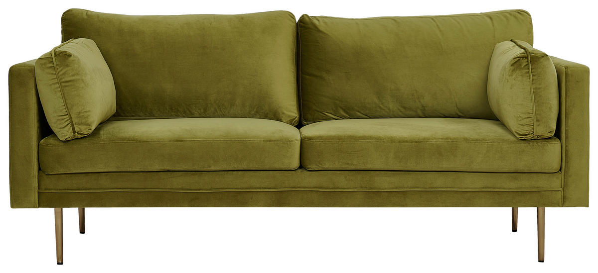 2-SITS SOFFA i metall, textil grön, guldfärgad  - grön/guldfärgad, Design, metall/textil (203/84/90cm) - Livetastic
