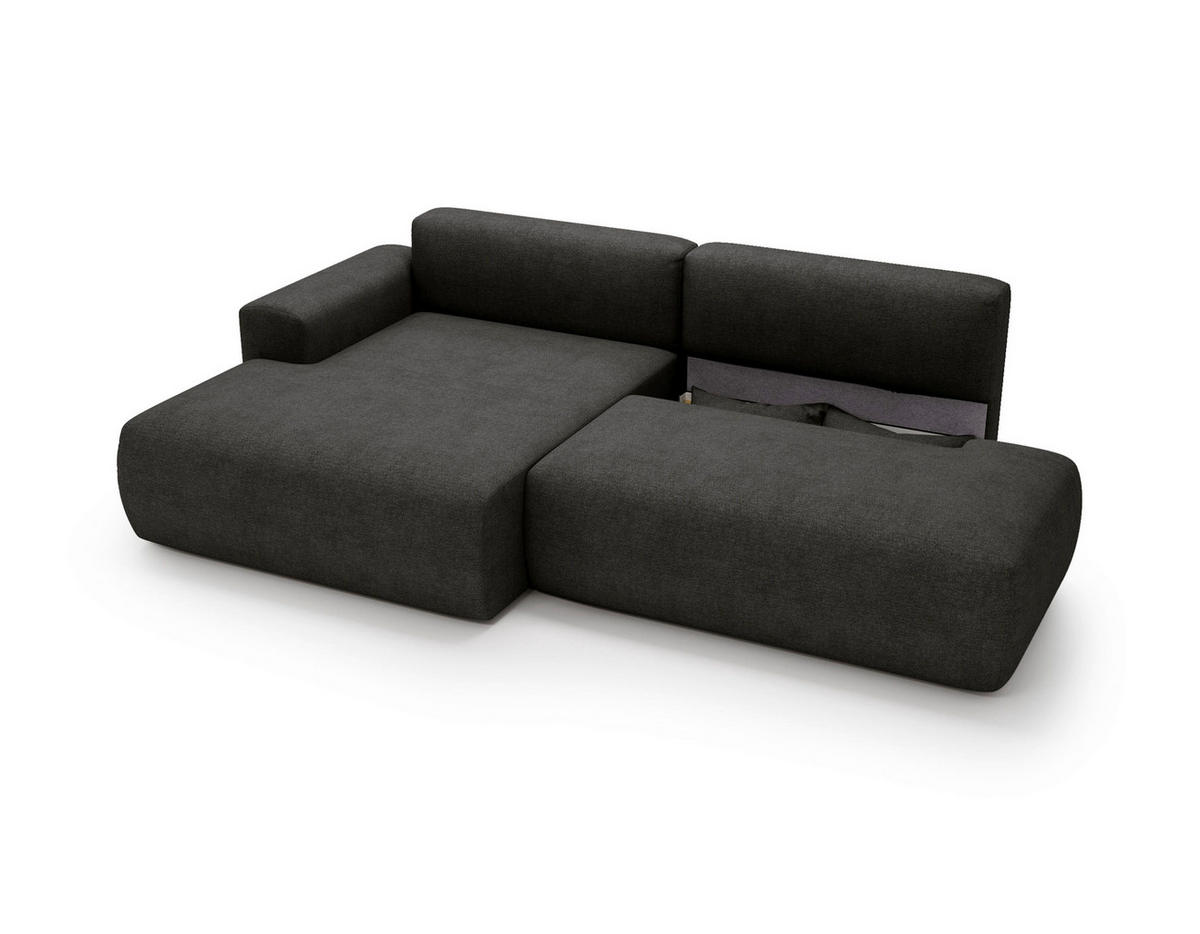 ECKSOFA REVE in Chenille Anthrazit  160/284 cm  - Anthrazit/Schwarz, Design, Kunststoff/Textil (160/284cm) - Livetastic