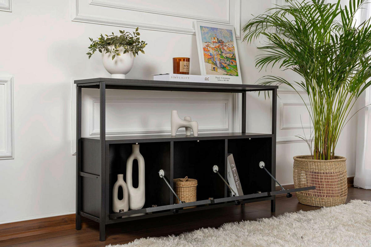 KOMMODE , 120/77/30 cm,  - Schwarz, MODERN, Holzwerkstoff (120/77/30cm) - MID.YOU