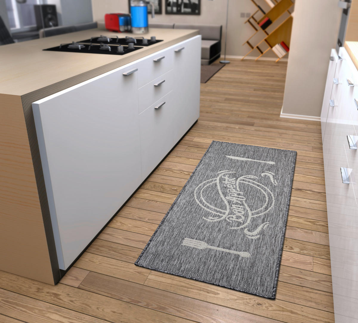KÜCHENLÄUFER 62/150 cm Cucina Creme, Grau  - Creme/Grau, Design, Kunststoff (62/150cm) - Hanse Home