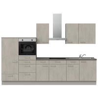 KÜCHENLEERBLOCK 330 cm   in Grau, Schieferfarben, Hellgrau  - Schieferfarben/Edelstahlfarben, MODERN, Holzwerkstoff/Metall (330cm) - Nobilia