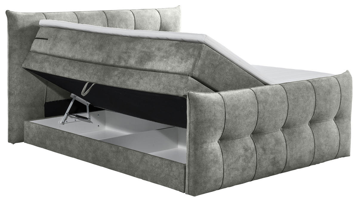 BOXSPRINGBETT 180/200 cm  in Grau  - Schwarz/Grau, KONVENTIONELL, Kunststoff/Textil (180/200cm) - Esposa
