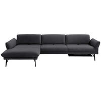 ECKSOFA Posh in Echtleder Anthrazit  173/308 cm  - Anthrazit, Design, Leder/Metall (173/308cm) - Joop!