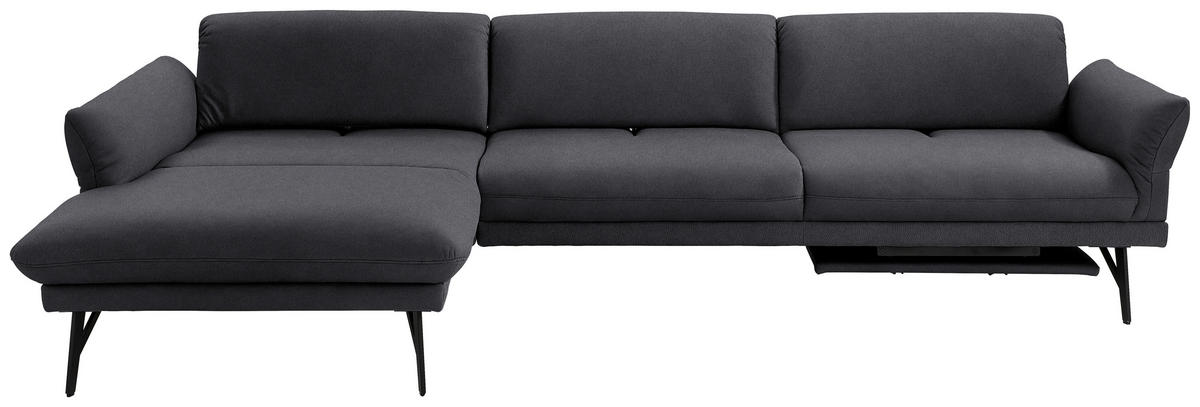 ECKSOFA Posh in Echtleder Anthrazit  173/308 cm  - Anthrazit, Design, Leder/Metall (173/308cm) - Joop!
