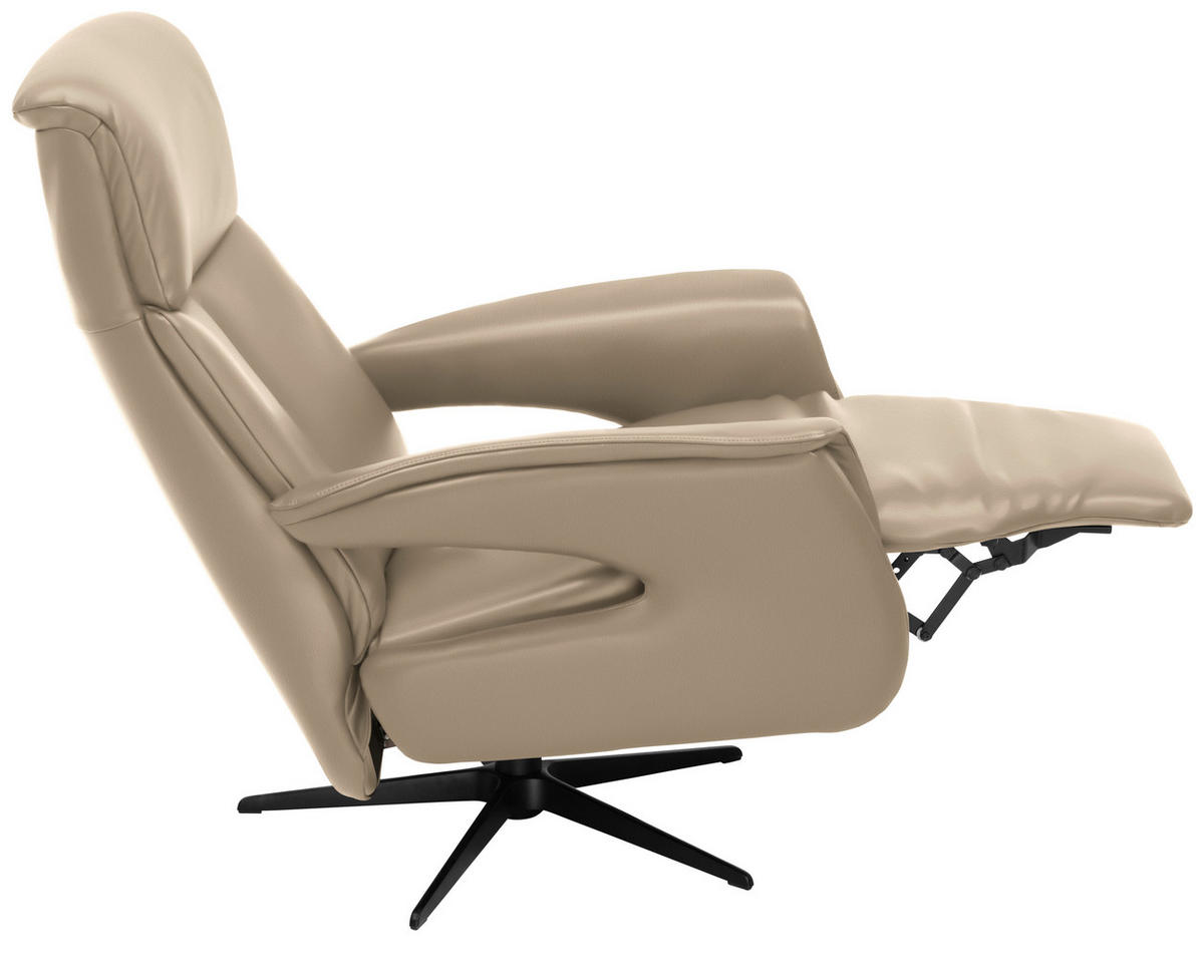 RELAXSESSEL in Leder Cappuccino  - Schwarz/Cappuccino, Design, Leder/Metall (78/106/88cm) - Welnova