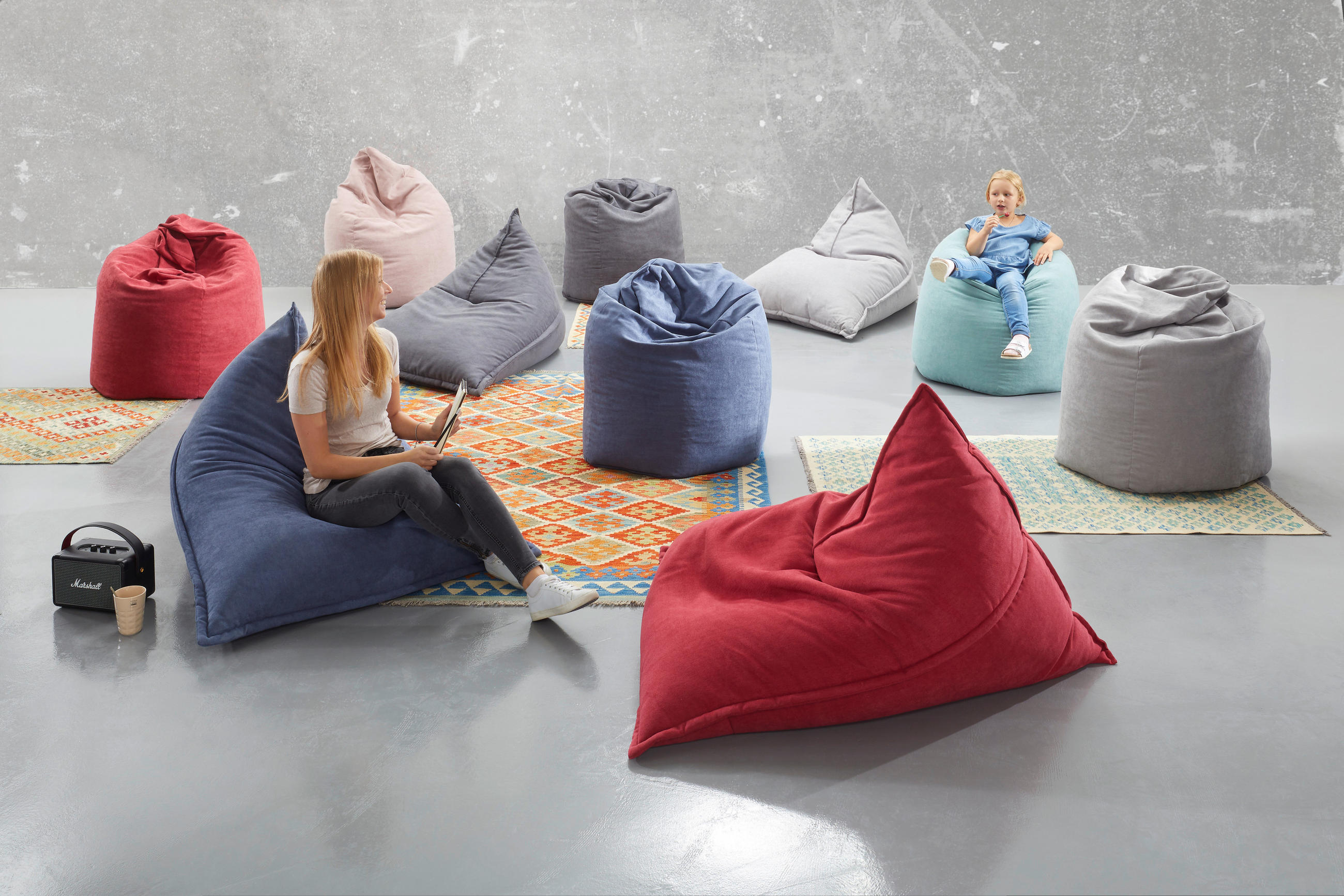 SITZSACK Webstoff 220 L  - Blau, KONVENTIONELL, Textil (65/95/75cm) - Xora