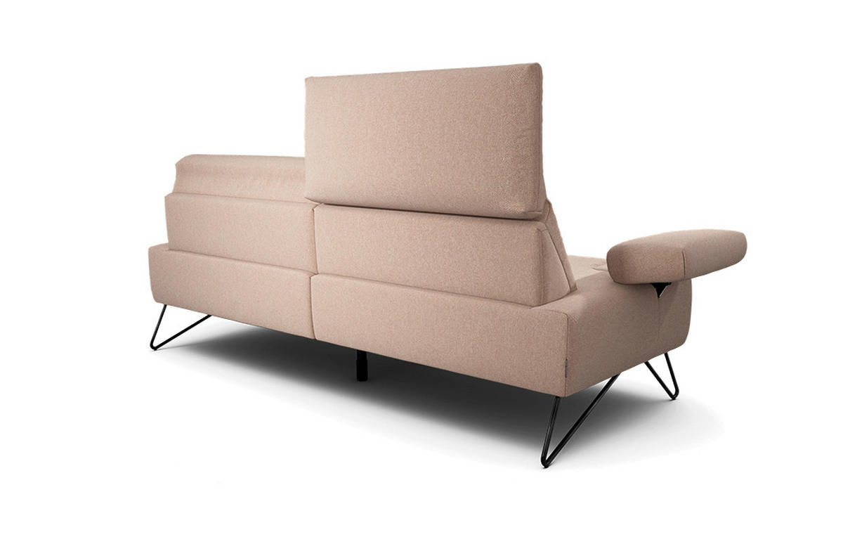 2,5-SITZER Chenille Rosa  - Schwarz/Rosa, Design, Textil/Metall (204-234/85/86-94cm) - SENSOO