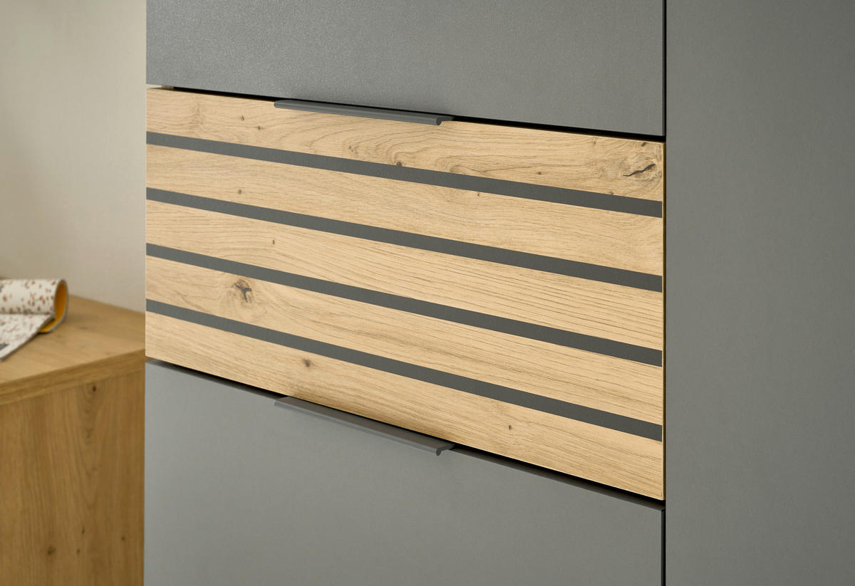 SCHUHSCHRANK Grau, Eiche Artisan  - Schwarz/Eiche Artisan, Natur, Holzwerkstoff/Kunststoff (85/105/38cm) - MID.YOU
