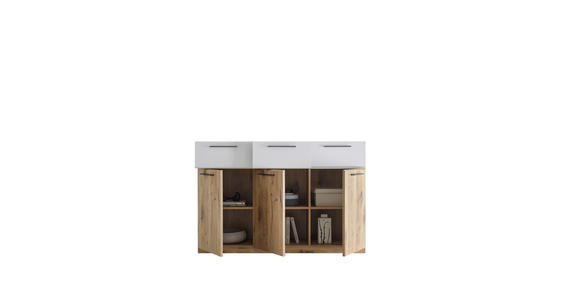 SIDEBOARD Eichefarben, Hellgrau Einlegeböden  - Eichefarben/Anthrazit, MODERN, Holzwerkstoff/Kunststoff (135,8/91,2/40cm) - Venda