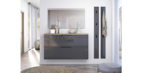 HÄNGESCHUHSCHRANK 140/82/19 cm - Eichefarben/Anthrazit Hochglanz, Design, Holzwerkstoff/Metall (140/82/19cm) - Xora