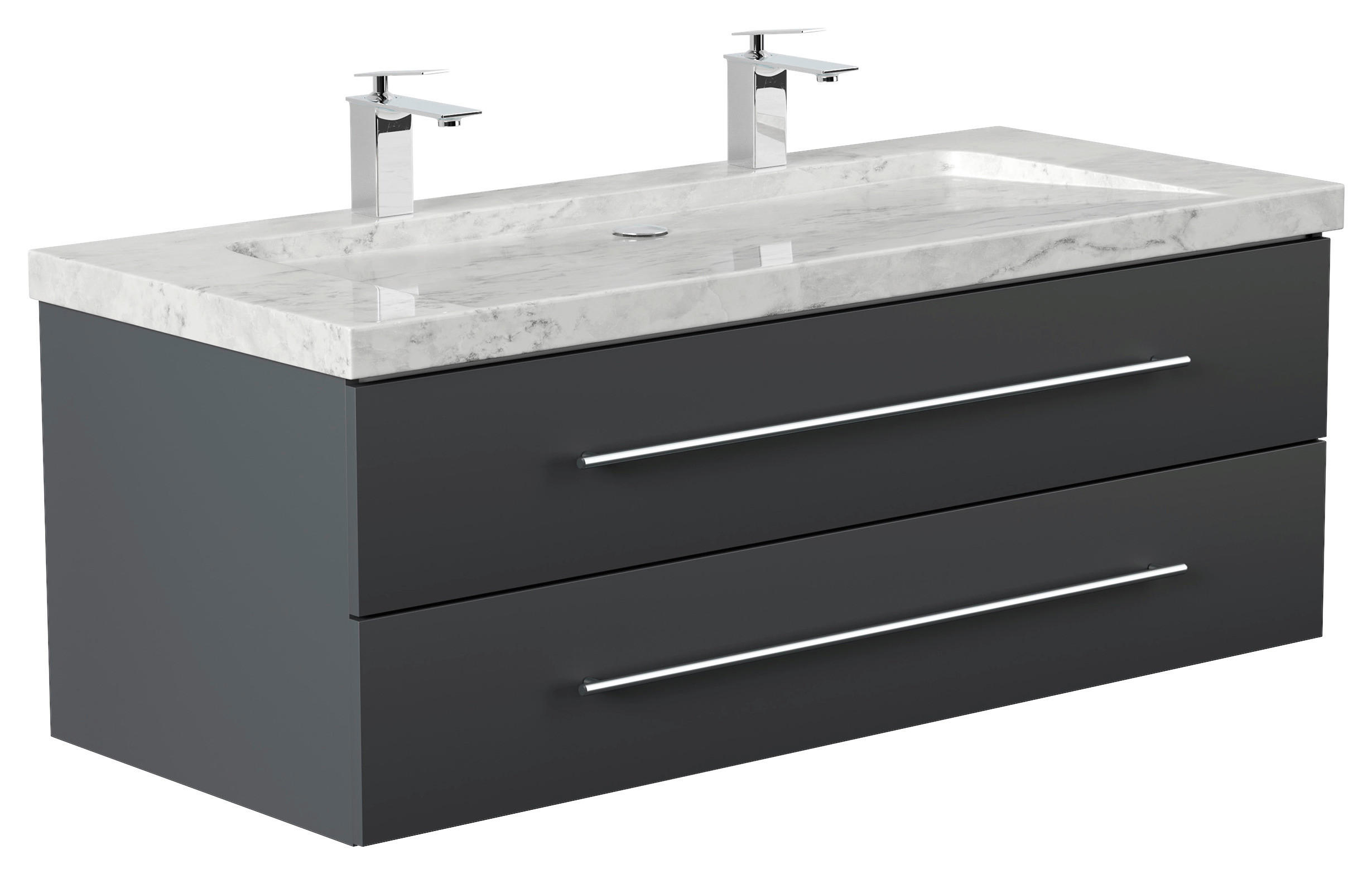 WASCHTISCHKOMBI 130 cm  - Graphitfarben, Basics, Holzwerkstoff/Stein (130cm) - MID.YOU