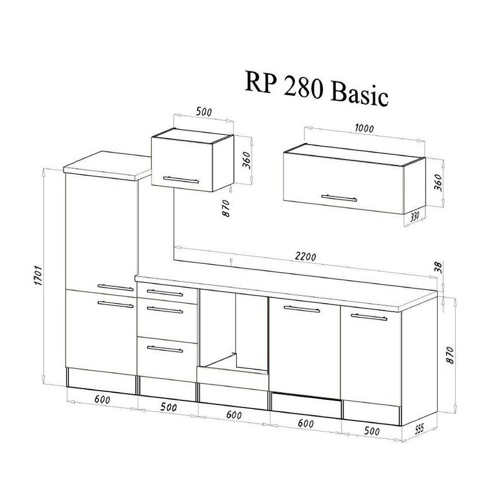 Thumbnail - Respekta Küchenblock Premium 2.0, Weiß, Metall, 1,3 Schubladen, nur wie online abgebildet bestellbar, 280 cm, Made in Ge...