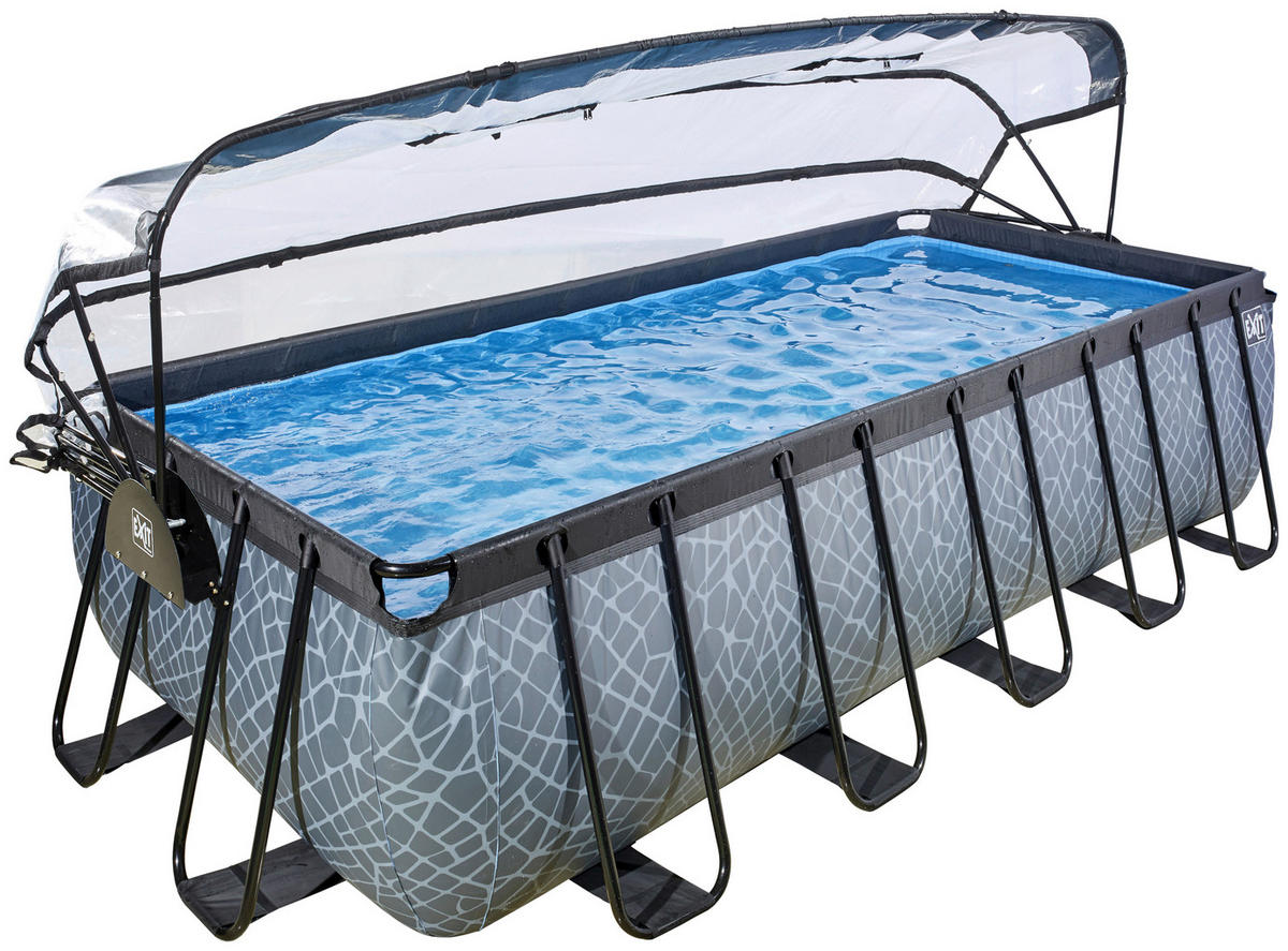 POOL-SET STONE 540/250/122 cm  - Grau, KONVENTIONELL, Metall (540/250/122cm) - EXIT Toys