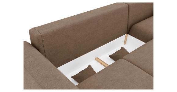 ECKSOFA Cappuccino Lederlook - Chromfarben/Cappuccino, KONVENTIONELL, Kunststoff/Textil (293/195cm) - Carryhome