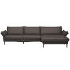 ECKSOFA in Echtleder Dunkelgrau  - Dunkelgrau/Schwarz, Design, Leder/Metall (334/172cm) - Valdera