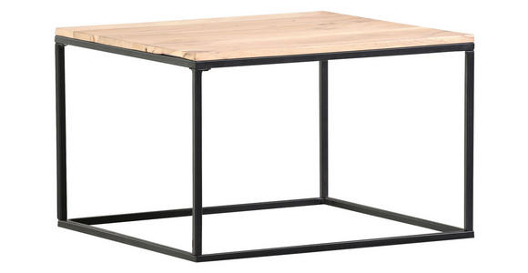 COUCHTISCH Akazie massiv quadratisch Schwarz, Akaziefarben 60/60/40 cm  - Schwarz/Akaziefarben, Design, Holz/Metall (60/60/40cm) - Carryhome