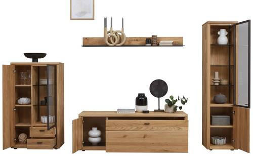 WOHNWAND  in Dunkelgrau, Wildeiche  324/202/45 cm  - Wildeiche/Dunkelgrau, Design, Glas/Holz (324/202/45cm) - Valnatura