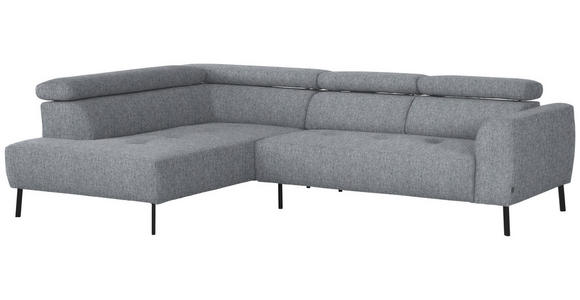 ECKSOFA in Webstoff Hellgrau 205/280 cm - Hellgrau/Schwarz, Design, Textil/Metall (205/280cm) - Xora