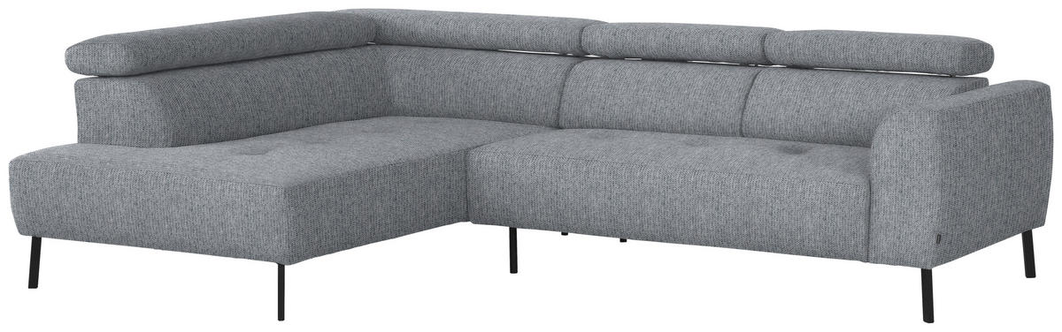 ECKSOFA in Webstoff Hellgrau  205/280 cm  - Hellgrau/Schwarz, Design, Textil/Metall (205/280cm) - Xora