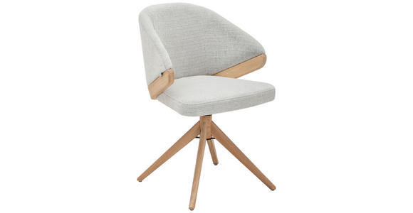 ARMLEHNSTUHL  Sitzfläche 360° drehbar Chenille  - Eiche Bianco/Creme, KONVENTIONELL, Holz/Textil (59/83/59cm) - Linea Natura