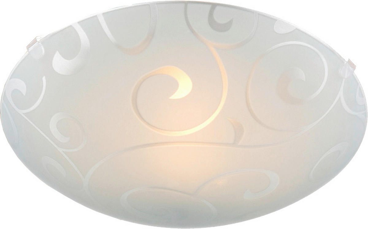 PLAFONJERA  - bela/opal, Osnovno, staklo/metal (20/8cm)