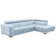 ECKSOFA in Chenille Blau  - Chromfarben/Blau, Design, Textil (301/207cm) - Xora