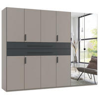 OMARA ZA OBLAČILA, barve grafita, siva, sahara  - sahara/siva, Design, steklo/leseni material (270/208/65cm) - Carryhome