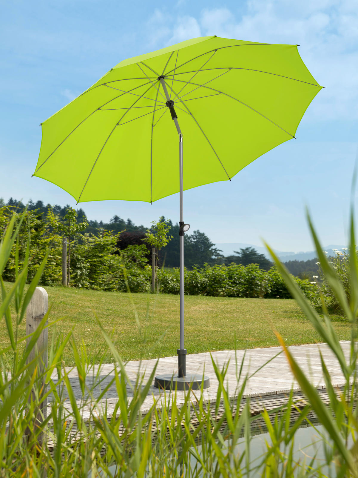 SONNENSCHIRM   - Silberfarben/Hellgrün, Basics, Textil/Metall (220/231/220cm) - Schneider