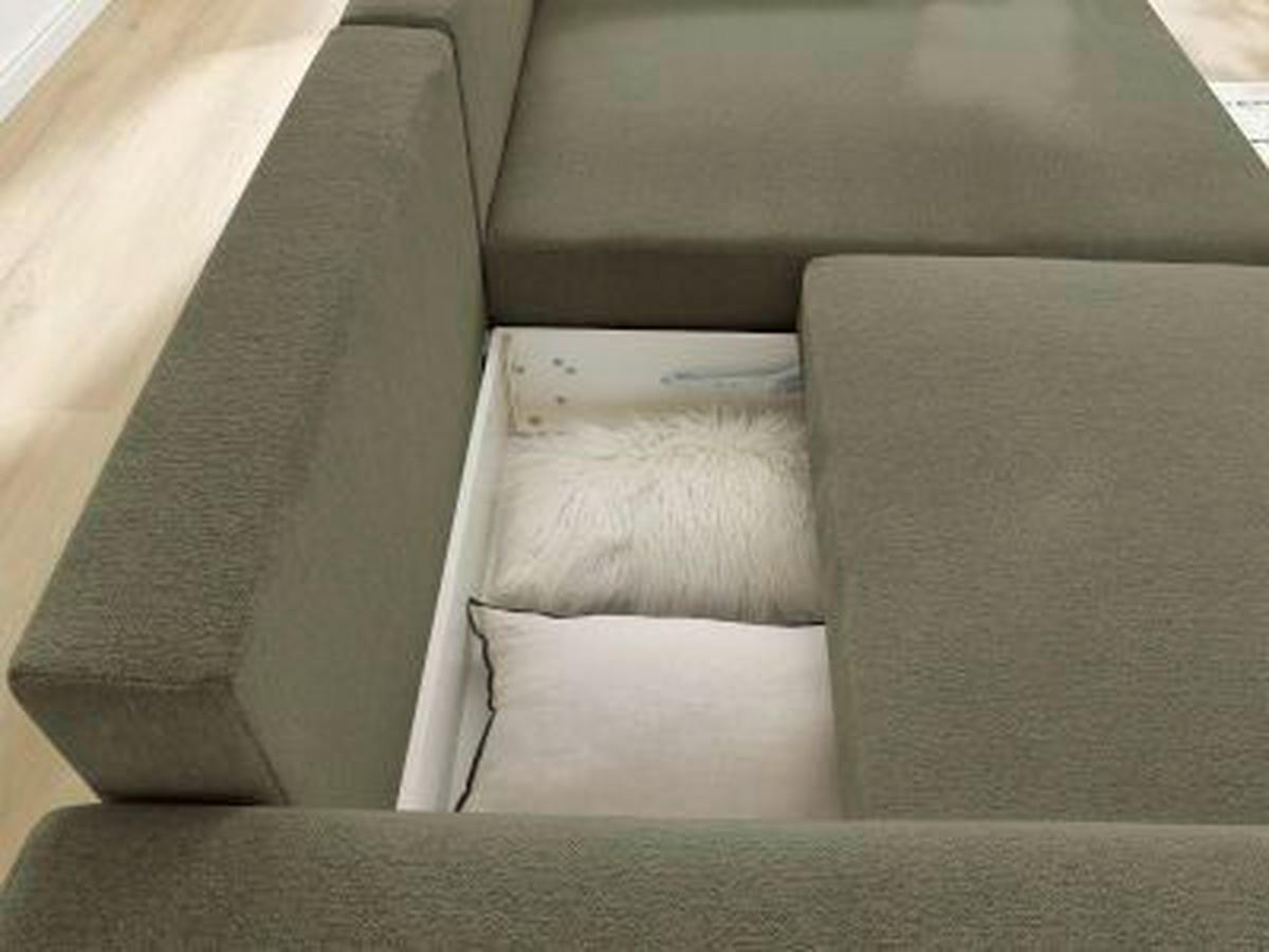 ECKSOFA Ottomane rechts  ATILLA Grün Flachgewebe  - Schwarz/Grün, MODERN, Kunststoff/Textil (244/149cm)