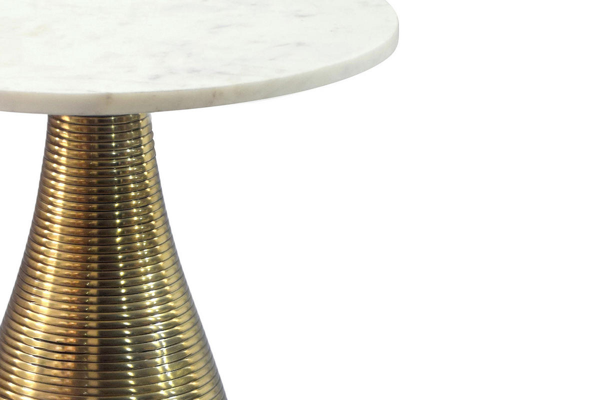 PRÍRUČNÝ STOLÍK, biela - zlatá/biela, Design, kov/kameň (40/40/48cm) - Livetastic