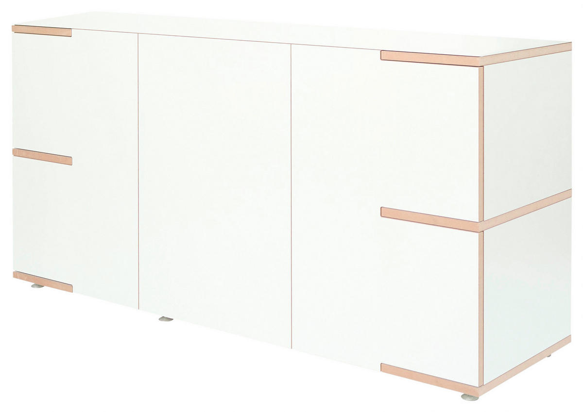 SIDEBOARD  in 150/75/45 cm  - Alufarben/Weiß, Design, Holzwerkstoff (150/75/45cm) - Tojo