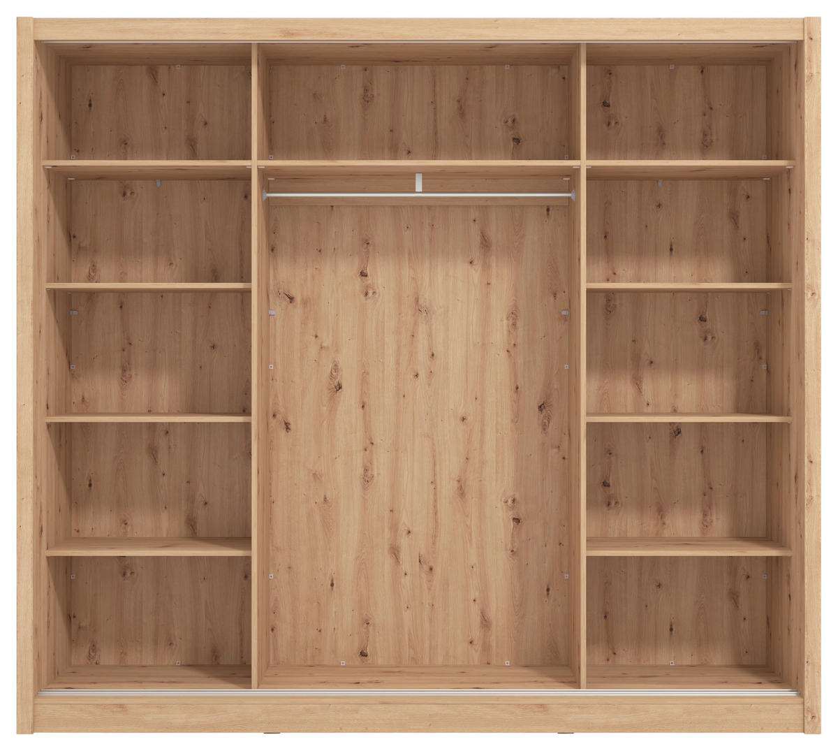 SCHIEBETÜRENSCHRANK 242/215,5/60 cm 3 Tür(en)-türig Eiche Artisan  - Schwarz/Eiche Artisan, Basics, Glas/Holzwerkstoff (242/215,5/60cm) - Xora