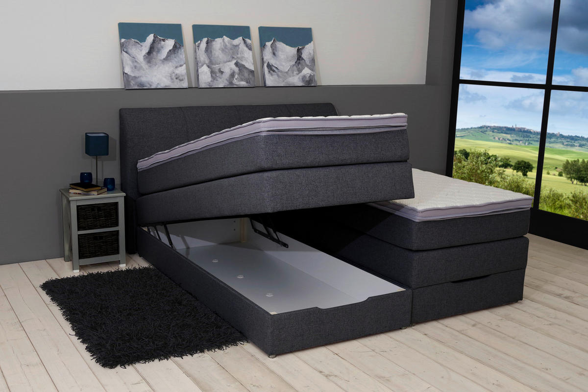 LIT BOXSPRING 200/200 cm  in Anthrazit  - Anthrazit, Konventionell, Textil (200/200cm) - Carryhome