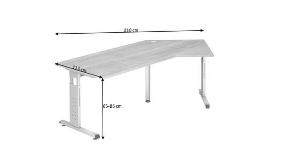 SCHREIBTISCH höhenverstellbar  - Silberfarben/Nussbaumfarben, KONVENTIONELL, Holzwerkstoff/Metall (210/113/65-85cm) - Venda