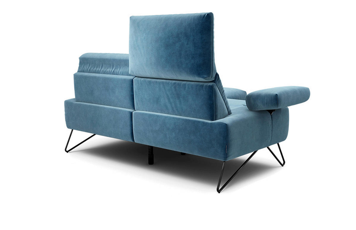 2-SITZER-SOFA Samt Blau  - Blau/Schwarz, Design, Textil/Metall (164-194/85/86-94cm) - SENSOO