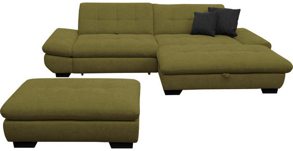 ECKSOFA in Mikrofaser Grün 290/198 cm - Schwarz/Grün, Design, Textil/Metall (290/198cm) - Xora