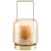 LATERNE - Goldfarben, Design, Glas/Metall (12/22cm) - Ambia Home