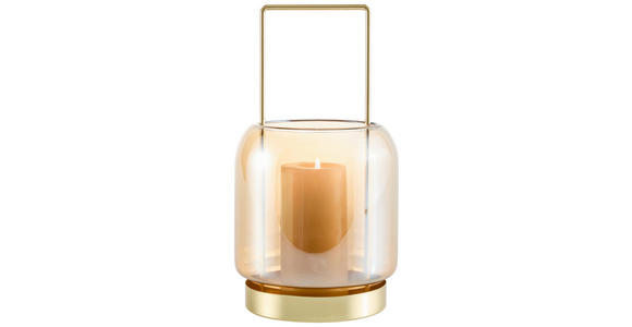 LATERNE - Goldfarben, Design, Glas/Metall (12/22cm) - Ambia Home