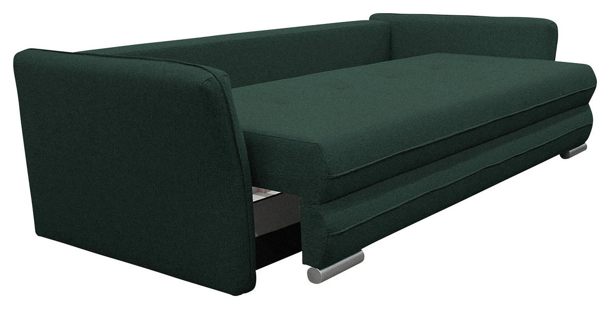 SCHLAFSOFA  mit Webstoff Dunkelgrün  - Dunkelgrün/Silberfarben, Design, Kunststoff/Textil (235/83/106cm) - MID.YOU
